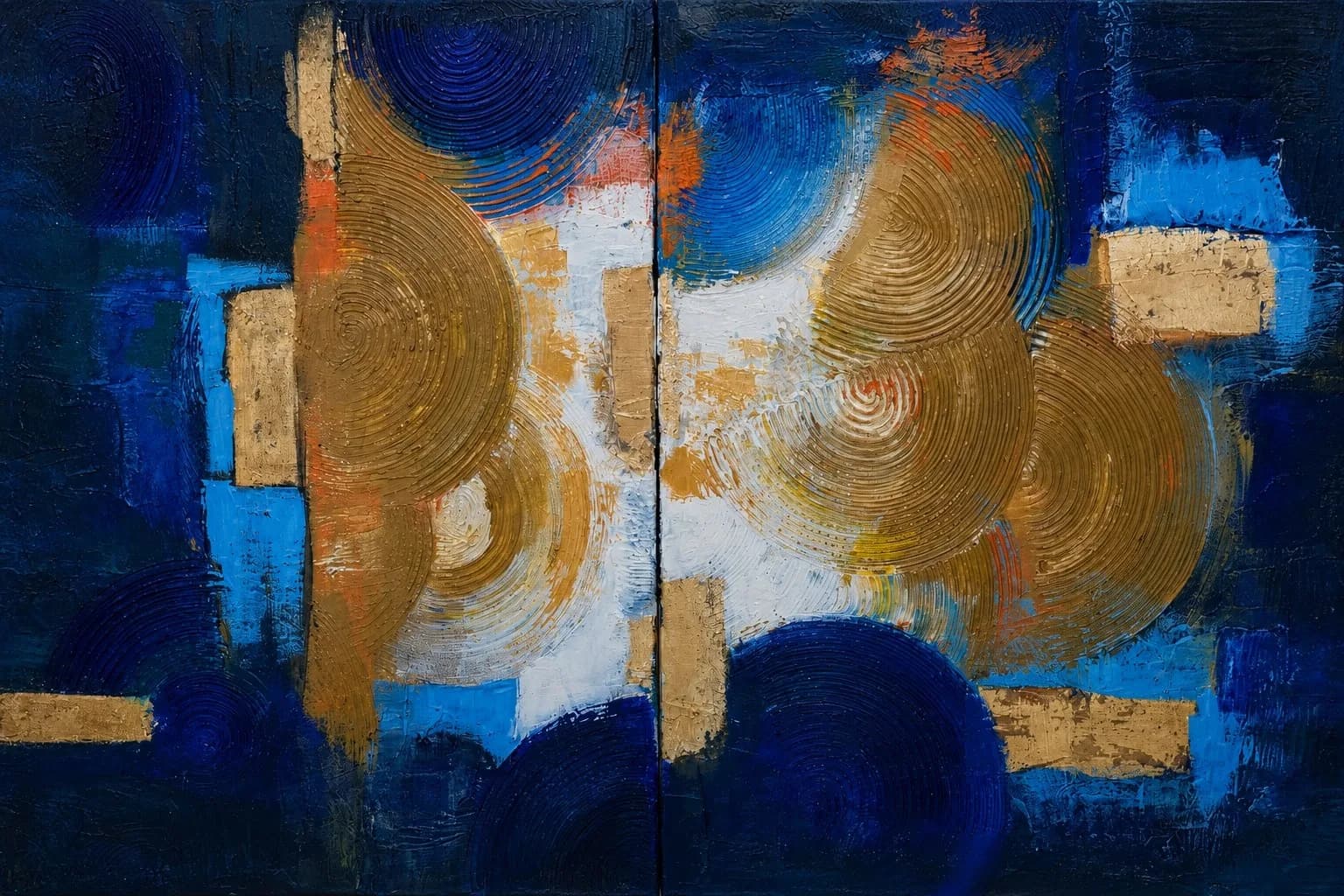 Shamseh — Oil & gold leaf on canvas, diptych